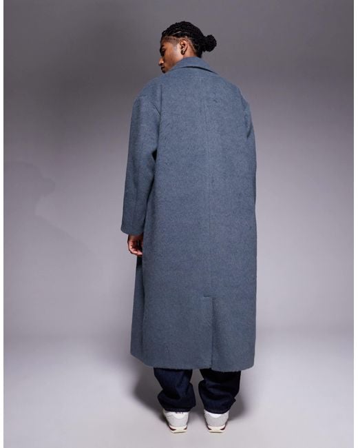 ASOS Blue Wool Look Over Coat for men