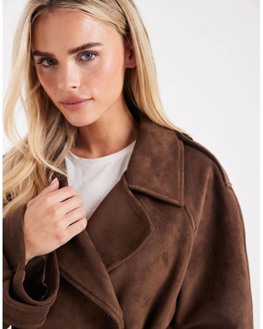 Miss Selfridge Blue Suedette Trench Coat