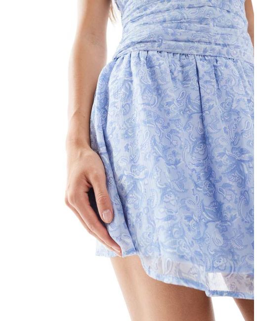 Hollister Blue Square Neck Drop Waist Chiffon Mini Dress