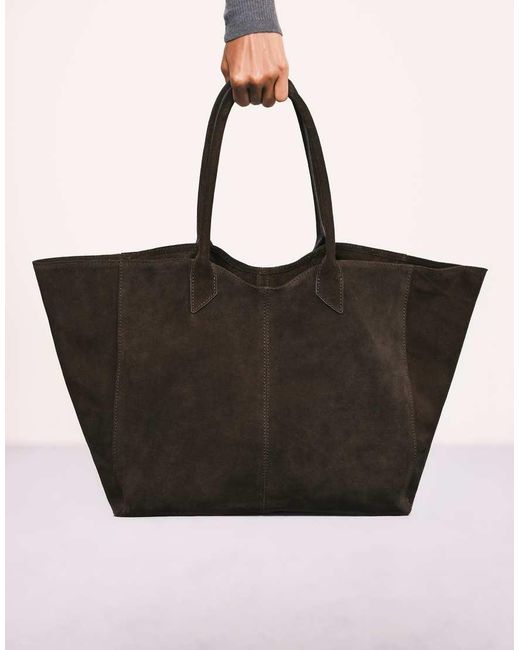 ASOS Tote Tas Van Premium Suède in het Black
