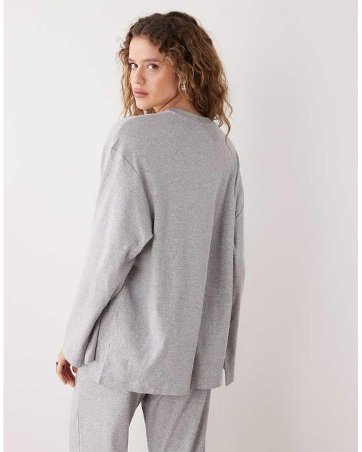 Weekday Gray Co-Ord Lounge Oversized Long Sleeve Top