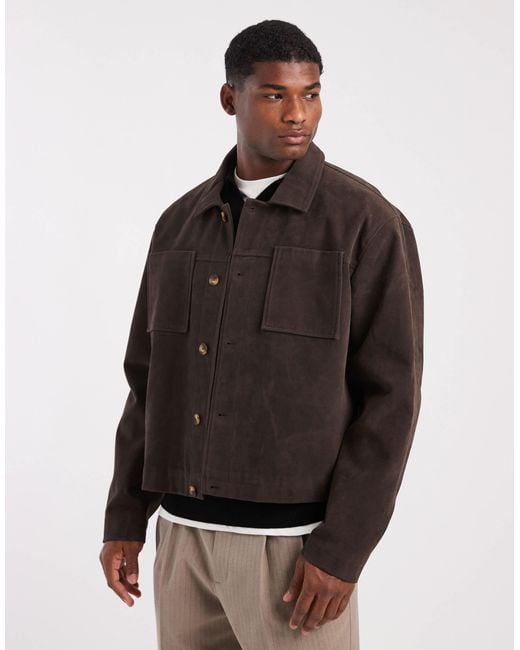 ASOS Black Suedette Harrington Jacket for men