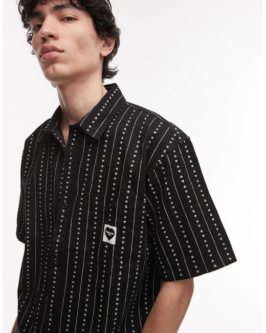 Drewe - chemise manches courtes à rayures et motif cœur Carhartt pour homme en coloris Black