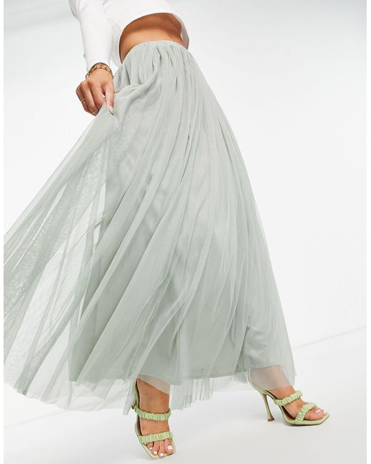 Beauut Gray Tulle Maxi Skirt