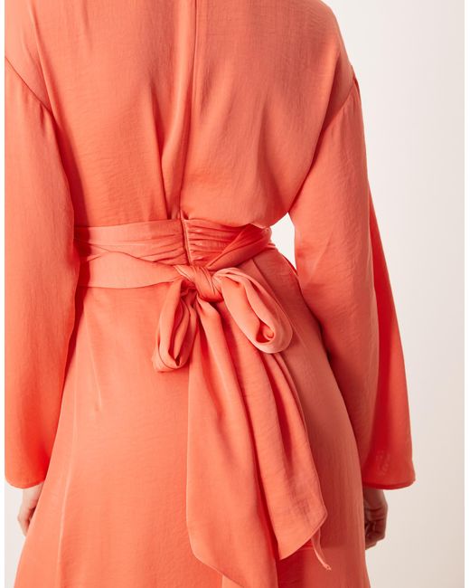ASOS Pink Tie Back Satin Maxi Dress