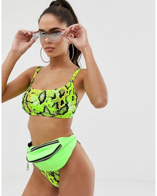 asos neon snake bikini