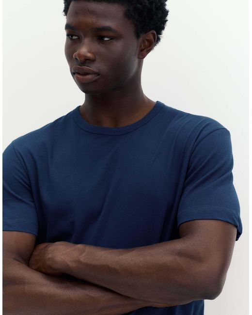 Pull&Bear – schmales basic-t-shirt in Blue für Herren
