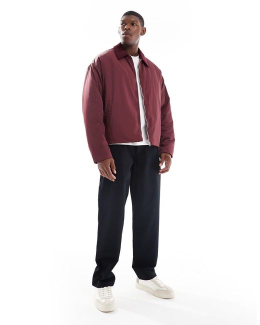 ASOS Red Oversized Jacket With Cord Collar for men
