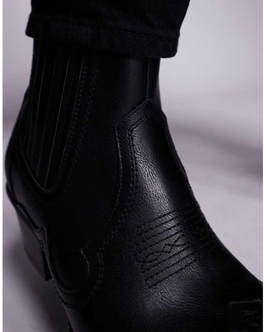 ASOS Black Western Chelsea Boots for men