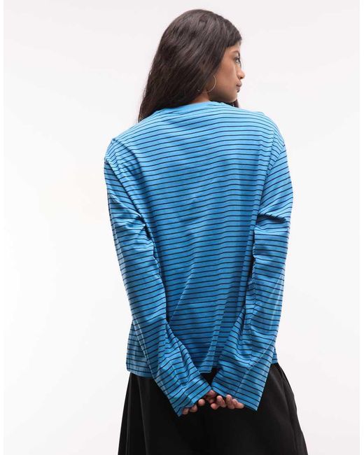 Weekday Blue Boxy Oversized Long Sleeve Top