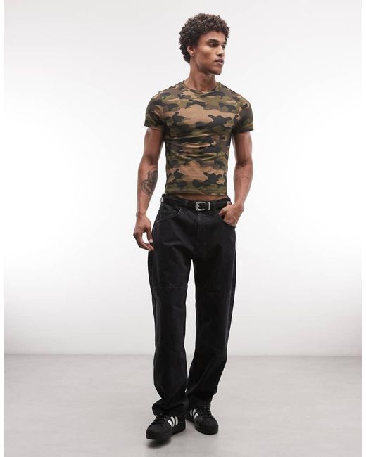 Collusion Green Camo Fitted Tee for men