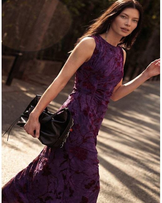 Desigual Purple Midi Flocked Dress