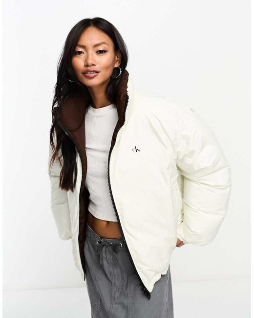 Calvin Klein White Reversible 90S Puffer Jacket