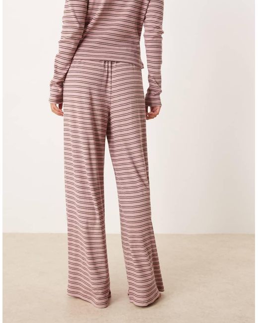 ASOS Pink Rib Knit Wide Leg Pajama Pants
