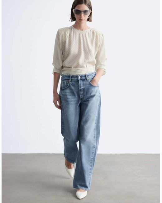 & Other Stories Blue High Waist Wide Leg Jeans With Turn Ups