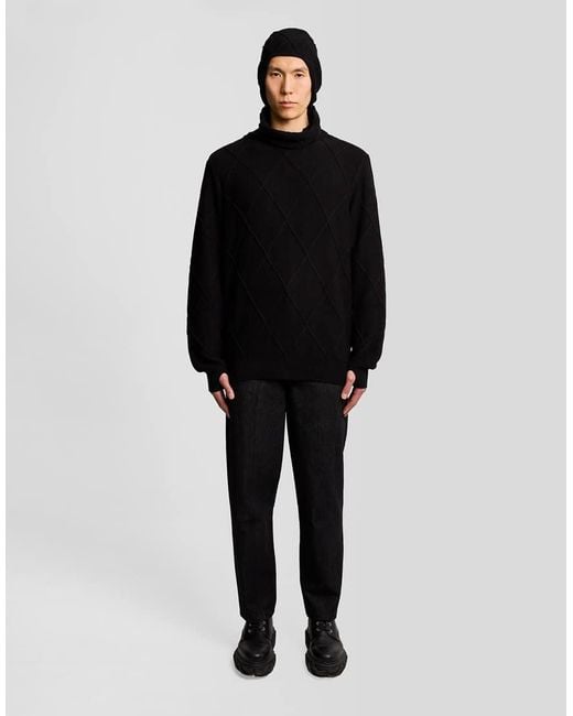 Lyle & Scott Black Mid Knits Ls X Arun Rose Knitted Balaclava Top for men