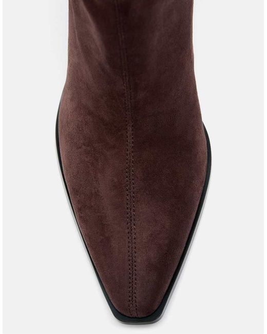 Stradivarius Brown Faux Suede Block Heel Ankle Boots