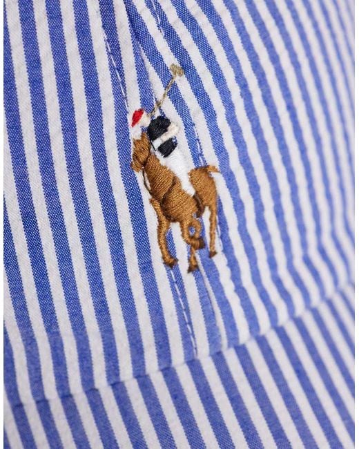 Polo Ralph Lauren Blue Icon Logo Seersucker Baseball Cap for men