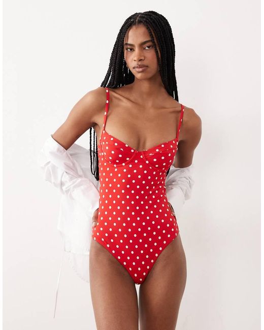 Free Society Red Polka Dot Underwire Swimsuit
