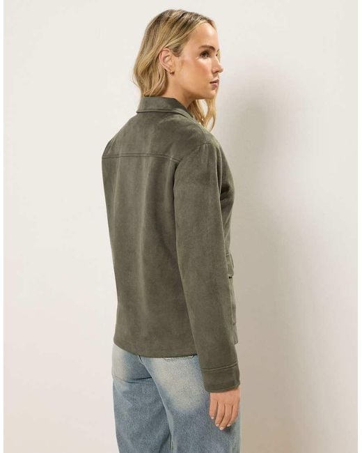 Long Tall Sally Green Faux Suede Trucker Jacket