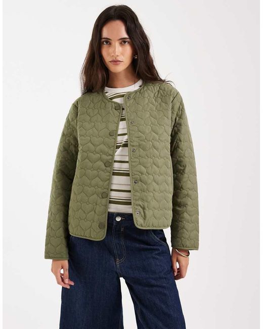 ONLY Green Heart Quilted Jacket