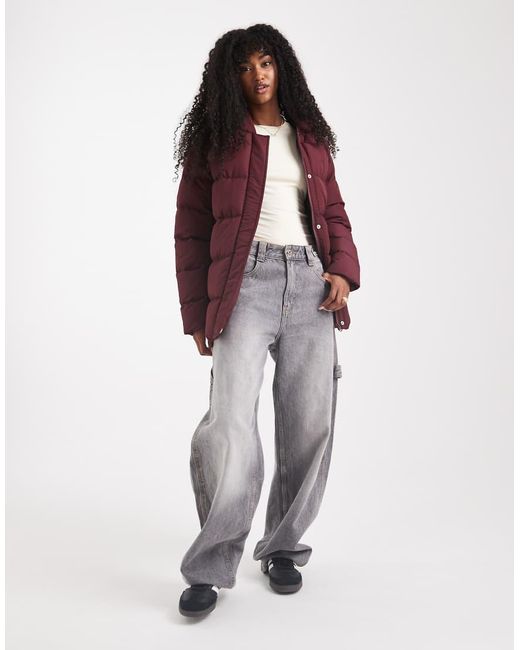 Threadbare Red Short Puffer Coat With Hood