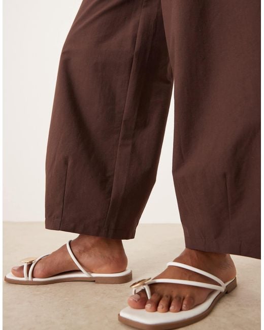 ASOS Brown Linen Blend Barrel Leg Trouser