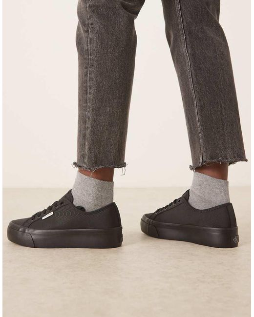 Calvin Klein Black Flatform Lace Up Trainers