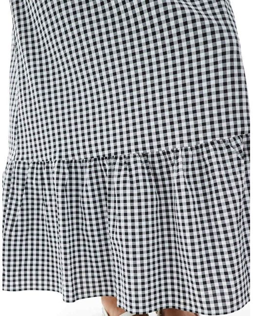 Falda Larga A Cuadros Vichy Negros Con Bajo Escalonado De Vero Moda de color White