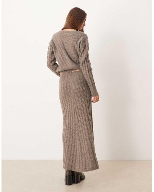 Vila Natural Cable Knit Maxi Skirt Co-ord