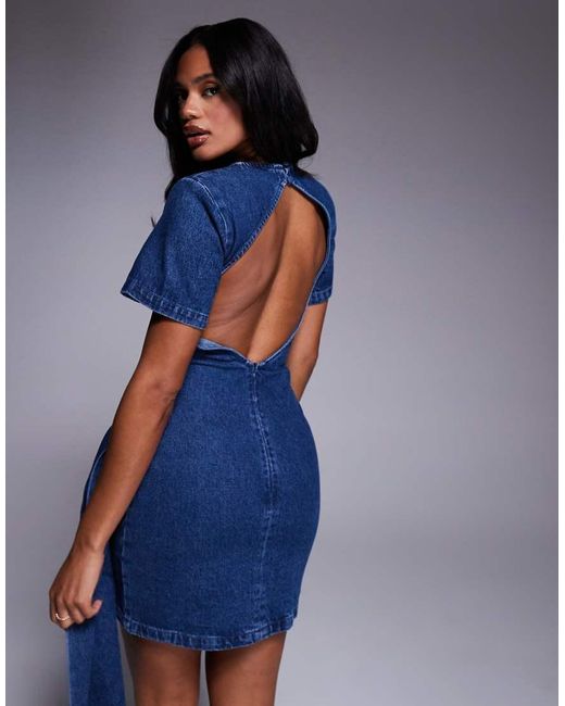 ASOS Blue T-Shirt Dress With D Ring Drape Detail