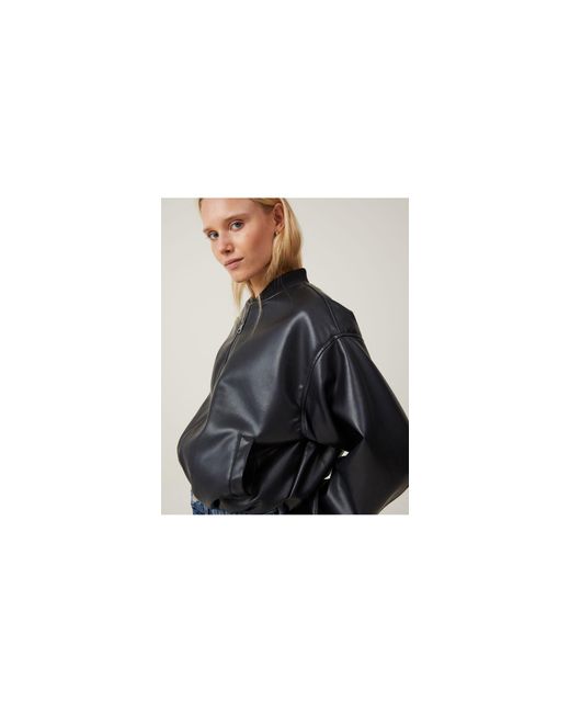 Cotton On Black Aries Faux Leather Bomber Jacket
