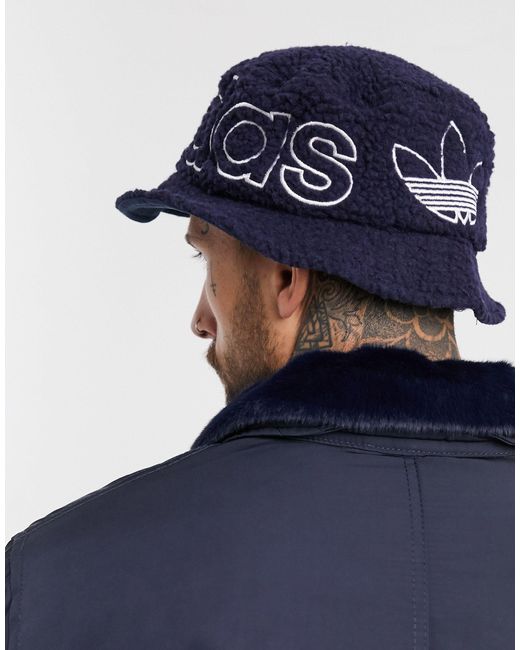 Adidas Originals Blue Sherpa Bucket Hat for men