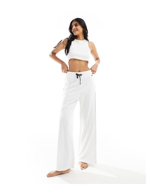 Tommy Hilfiger White Contrast Piping Lounge Trousers