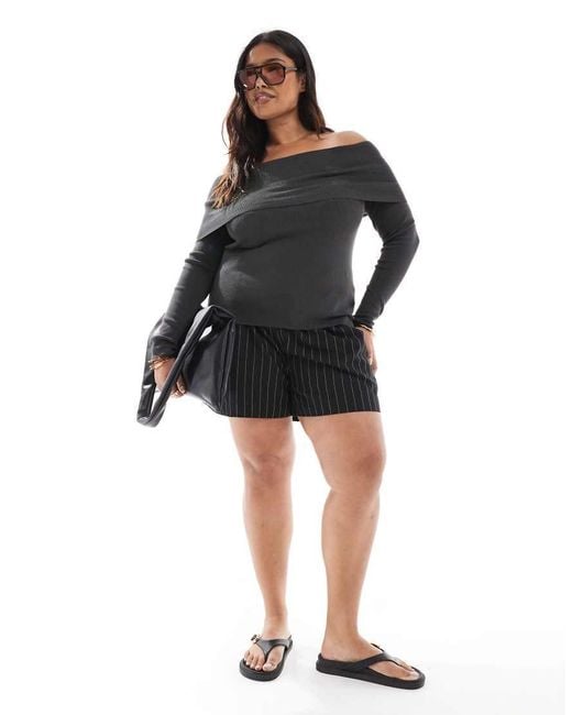 ASOS Black Asos Design Curve Structured Off The Shoulder Bardot Top