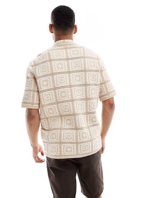 Only & Sons Natural Crochet Relaxed Fit Shirt for men