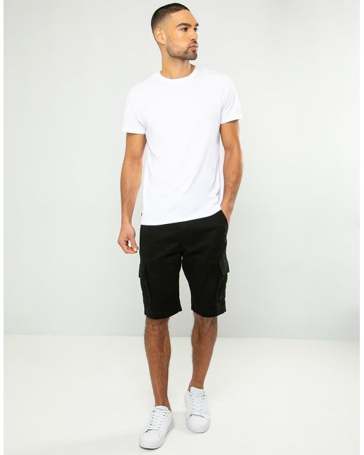Threadbare Black Cotton 'Bute' Cargo Shorts for men