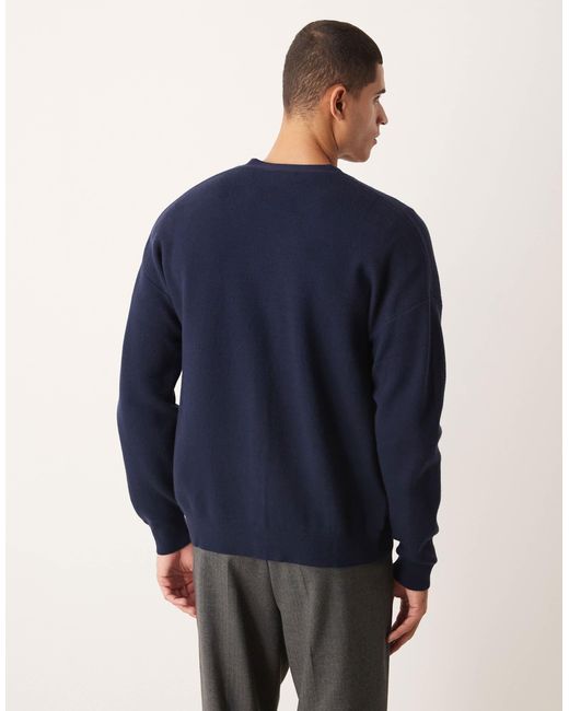 ASOS Blue Relaxed Knit V-neck Cardigan for men