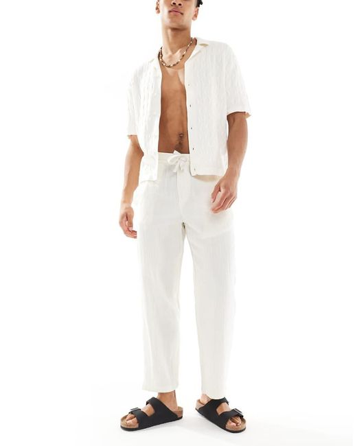 Only & Sons Broek Van Kaasdoek Met Losse Pasvorm in het White voor heren