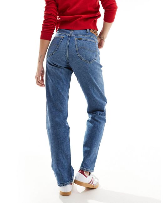 Rider - jean droit classique à délavage moyen Lee Jeans en coloris Blue