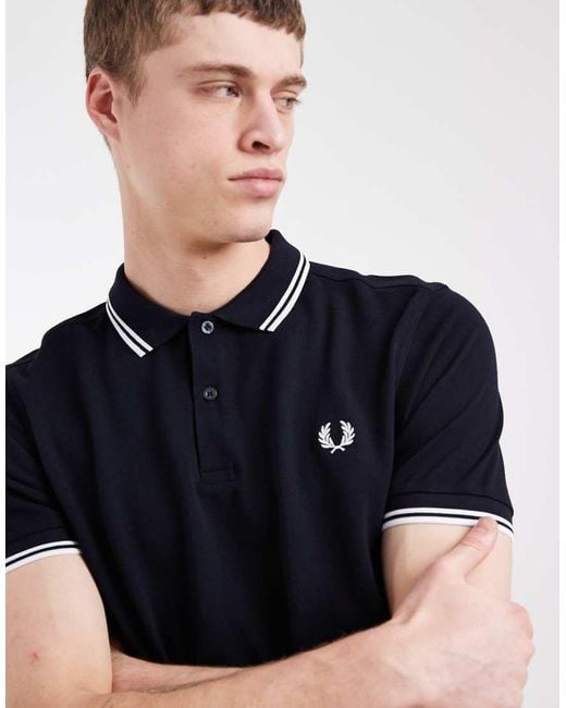 Fred Perry Blue Twin Tipped Logo Polo for men