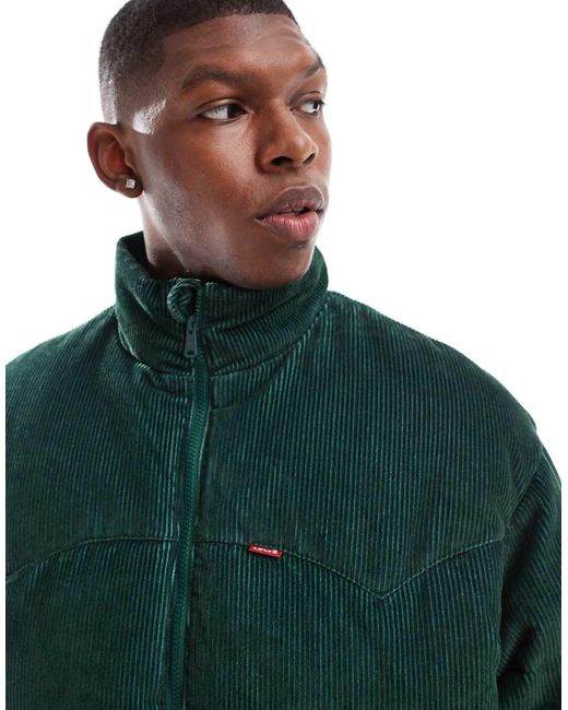 Levi's Green Western Super Down Cord Puffer Jacket for men