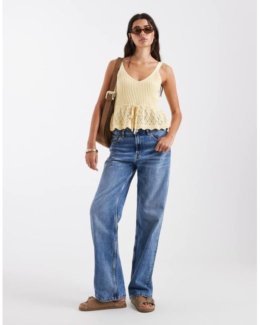 New Look Blue Knitted Peplum Singlet