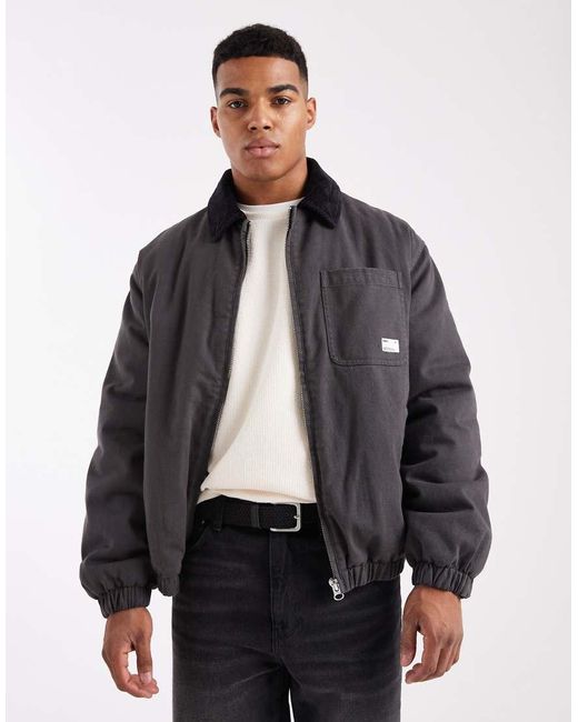 ASOS Gray Bomber Jacket With Embroidery for men