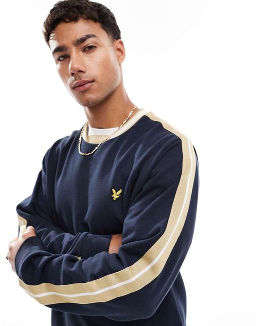 Lyle & Scott Blue Mid Layers Contrast Taped Sweatshirt for men