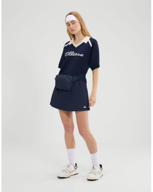 Ellesse Blue Brunelli Short Sleeve Knitted Polo