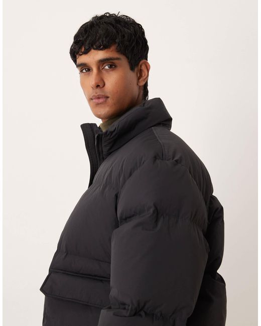 ARKET Black Down Puffer Jacket With Funnel Neck for men