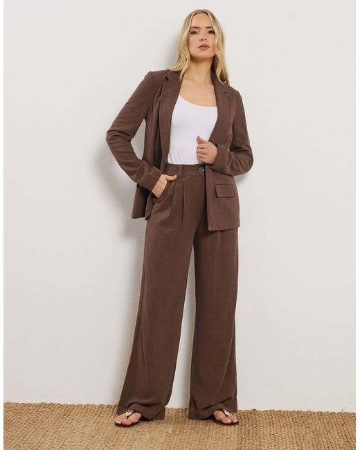 Long Tall Sally Brown Linen Blazer