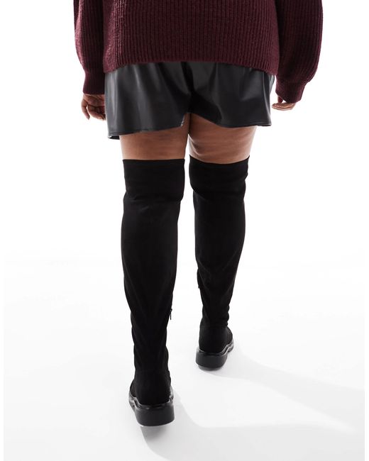 ASOS Black Curve Kaylee Smart Flat Over The Knee Boots
