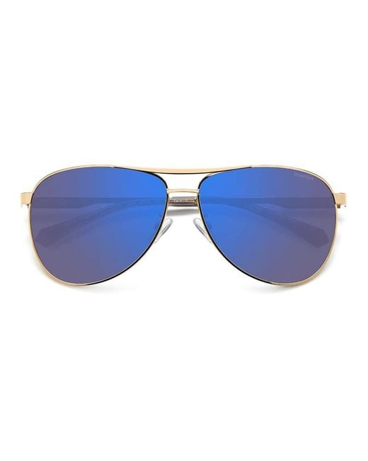Polaroid Sunglasses Blue Metal Pilot Sunglasses With Mirror Polarized Lenses for men